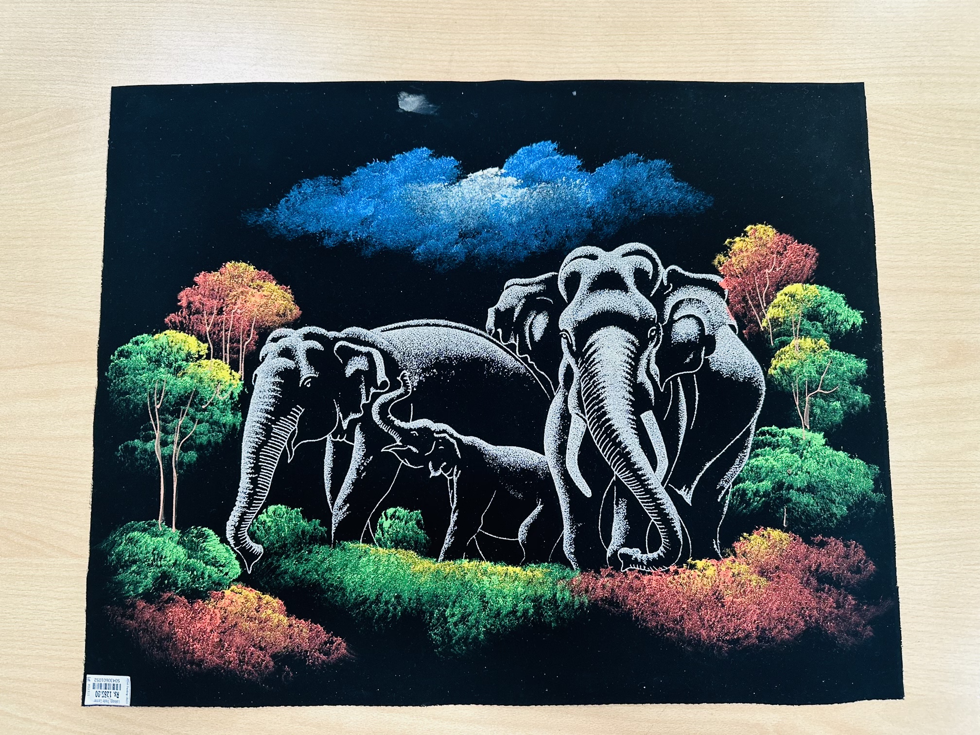 Elephant Thunpath Rena Velvet Fabric Art Design Home Decor