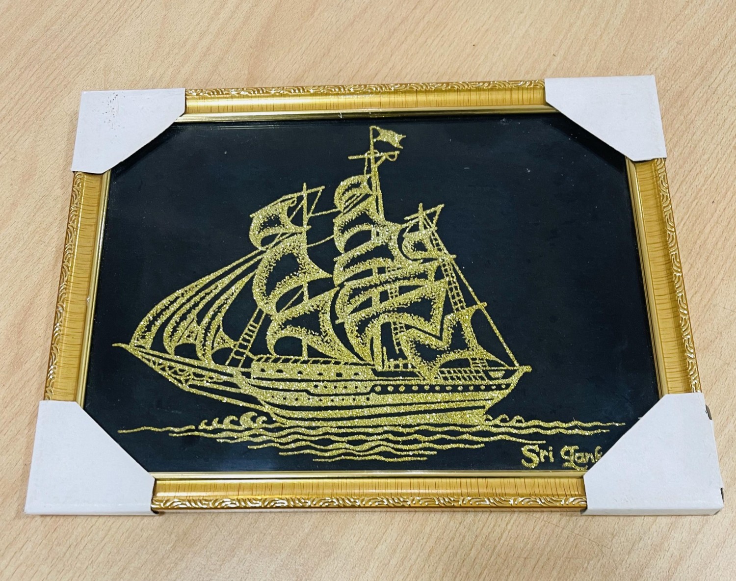 Sailing Ship Artwork Design Wall Hanger with Frame